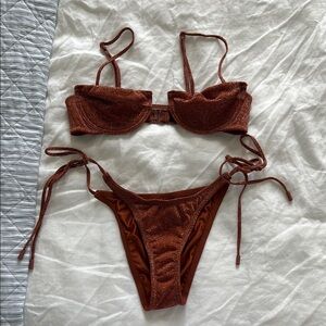 Rust Sparkly Triangl Bikini Set
